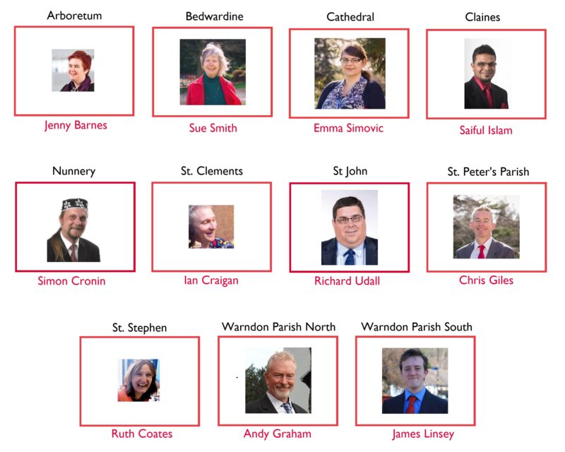 Worcester City Council Elections 2019; Labour candidates in all 11 wards
