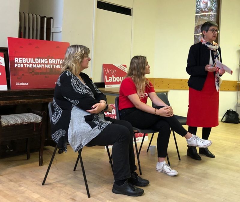 Lynn Denham, Rachael Baylis and Joy Squires address a packed Campaign Launch