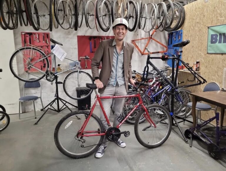 Matt Lamb in bicycle workshop